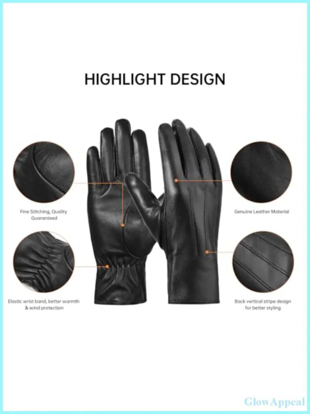 Genuine Sheepskin Leather Gloves Cashmere Lined Touchscreen Driving Winter